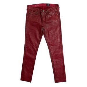 AG Adriano Goldschmied The Legging Angle Super Skinny red Coated Jeans SZ 24